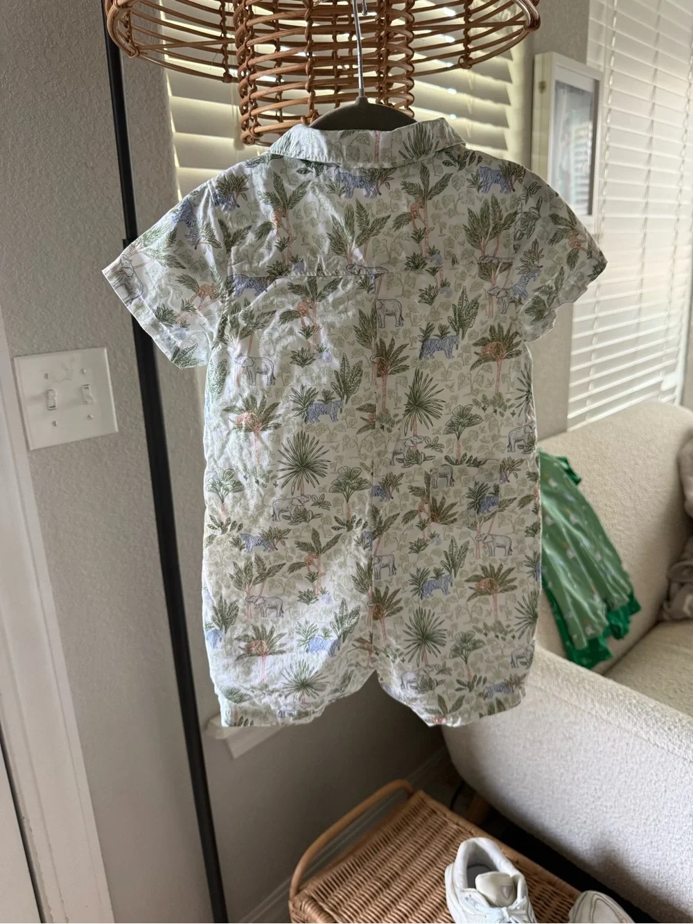 Janie and Jack White Tropical Print Short-Sleeve Button-Down Shirt